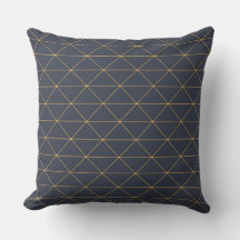 Throw Cushions - Geometric Gold en Blue Pattern