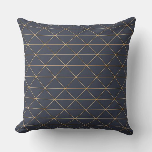 Throw Cushions - Geometric Gold en Blue Pattern Kussen (Voorkant)