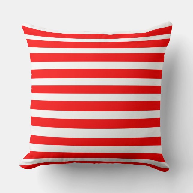 Throw Cushions - Rode en Witte Stripes Kussen (Voorkant)