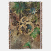 Throw deken green floral brass AUM (Voorkant Verticaal)