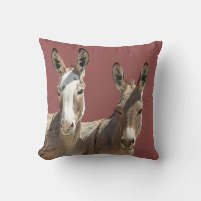 Throw kussen, wilde dieren, ezels, Oatman, Arizona Kussen (Voorkant)