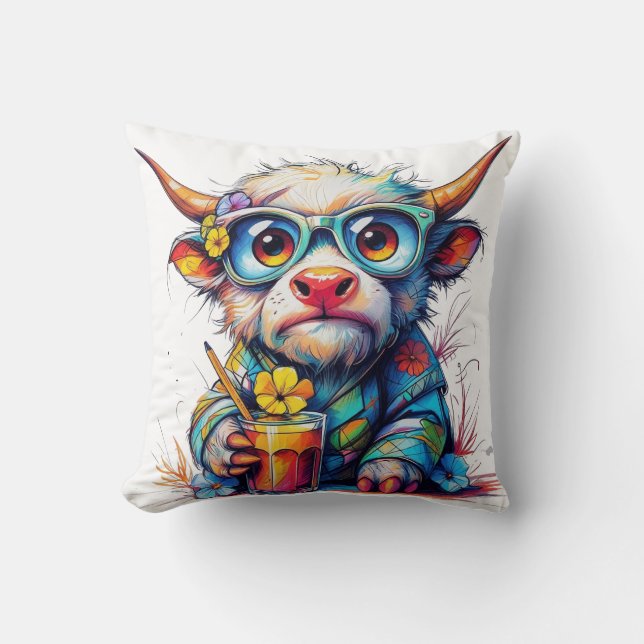  Throw Pillow 16" x 16"With The wonderful cow Kussen (Voorkant)