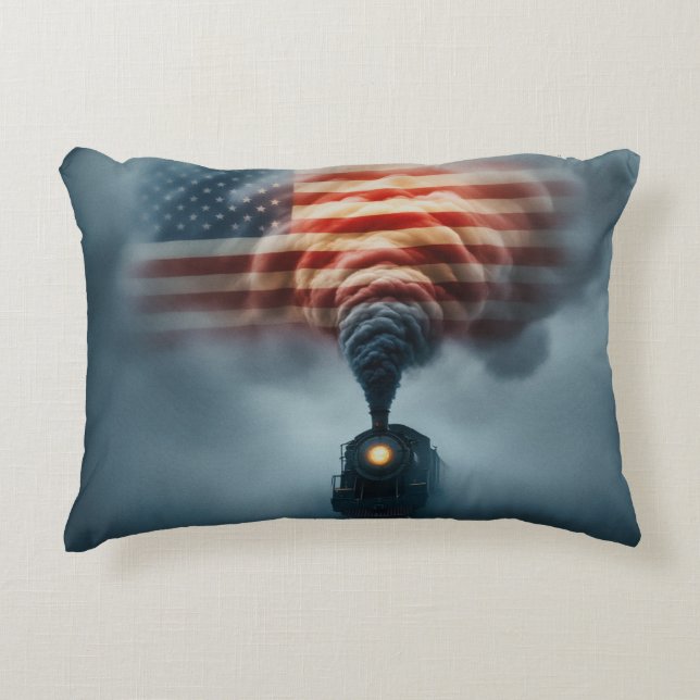 Throw Pillow-All Aboard the Freedom Train Accent Kussen (Voorkant)
