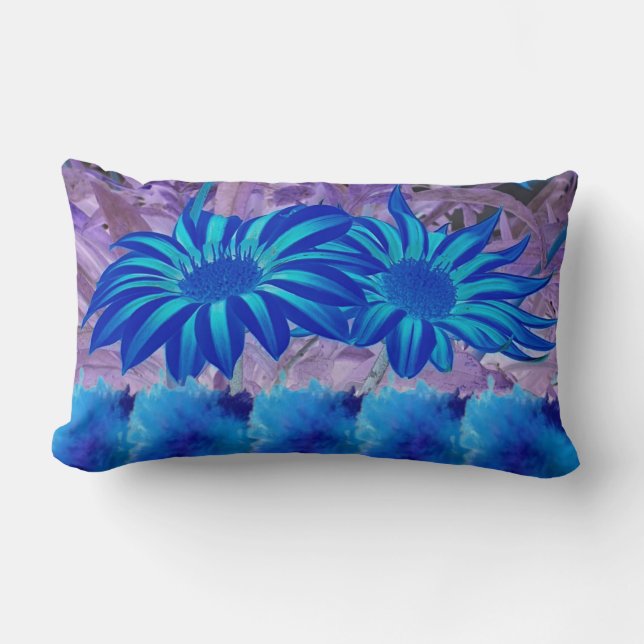 Throw Pillow Blue flowers  Kussen (Voorkant)