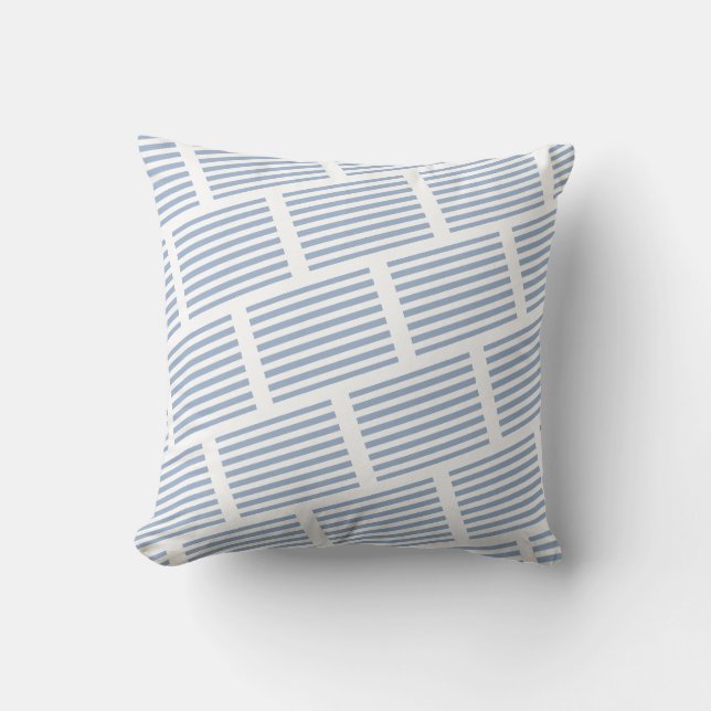 Throw Pillow Blue & White Stripe Kussen (Voorkant)