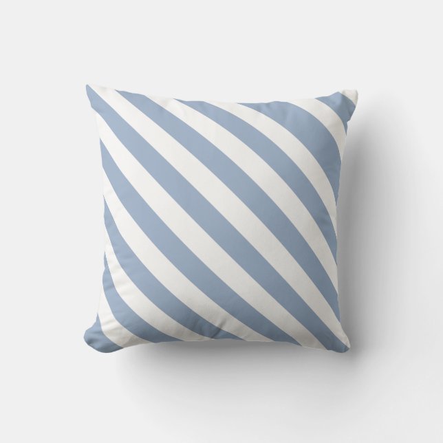 Throw Pillow Blue & White Stripe Kussen (Voorkant)