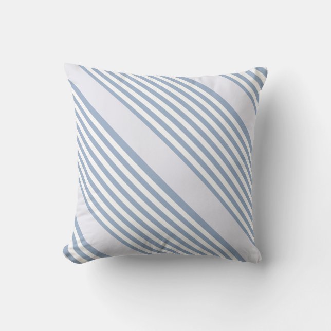 Throw Pillow Blue & White Stripe Kussen (Voorkant)