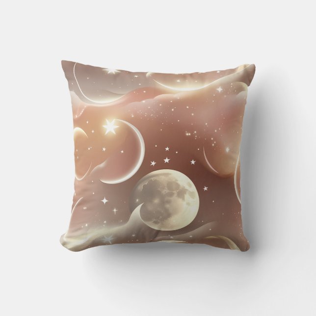 Throw Pillow - Creamy Ivory Soft Peach Celestial  Kussen (Voorkant)