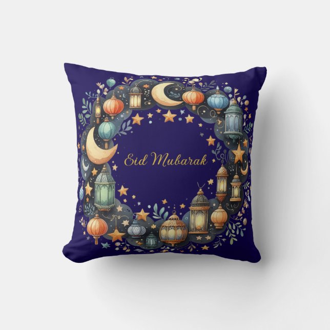 Throw Pillow-Eid Mubarak Wreath Accent Pillow Kussen (Voorkant)