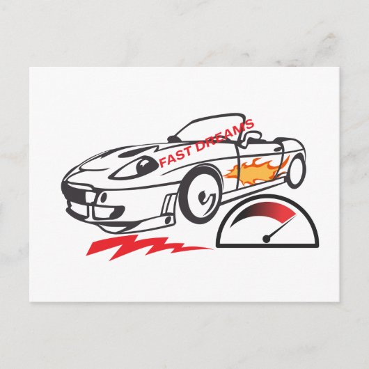Throw Pillow Fast Dreams –Racing Car Pillow Design Briefkaart (Voorkant)