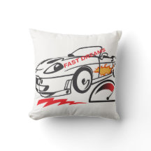 Throw Pillow Fast Dreams –Racing Car Pillow Design