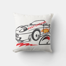 Throw Pillow Fast Dreams –Racing Car Pillow Design Kussen
