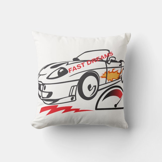 Throw Pillow Fast Dreams –Racing Car Pillow Design Kussen (Voorkant)