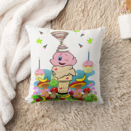 Throw Pillow, Happy Birthday Pink Cupcake Kussen