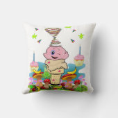 Throw Pillow, Happy Birthday Pink Cupcake Kussen (Achterkant)