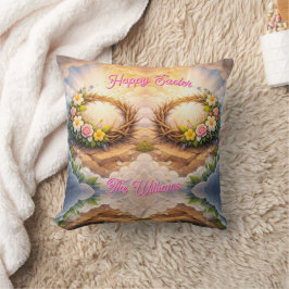   Throw Pillow He Is Risen Religious Floral Crown Kussen