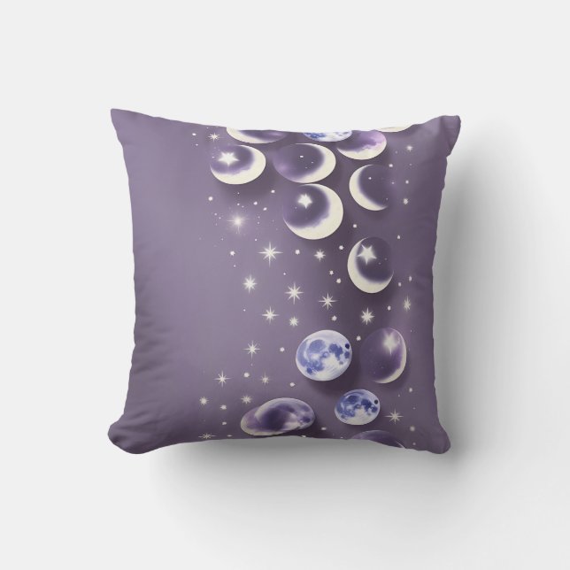 Throw Pillow - Lavender Celestial Moon Kussen (Voorkant)