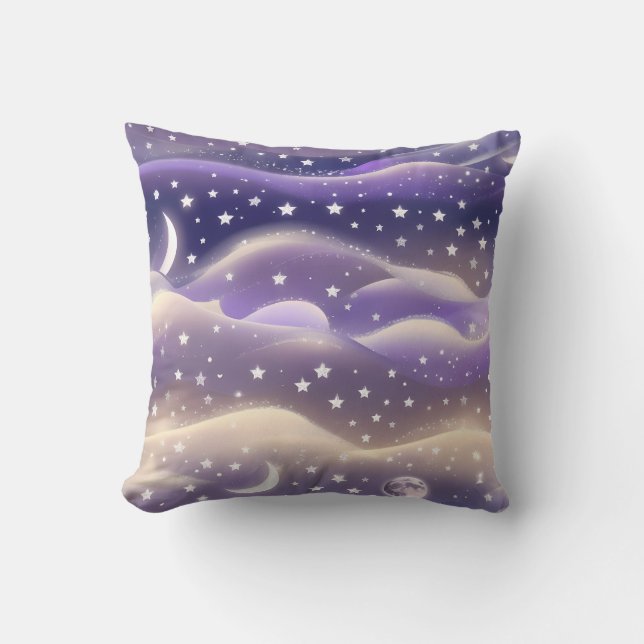 Throw Pillow - Lilac Cream Celestial Moon Kussen (Voorkant)