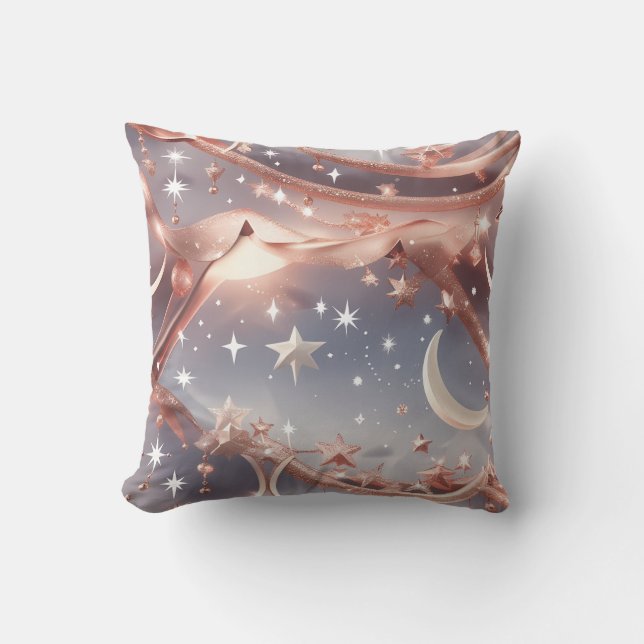 Throw Pillow – Luxury Marble White Celestial Moon Kussen (Voorkant)
