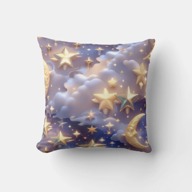 Throw Pillow – Luxury White Celestial Moon Kussen (Voorkant)