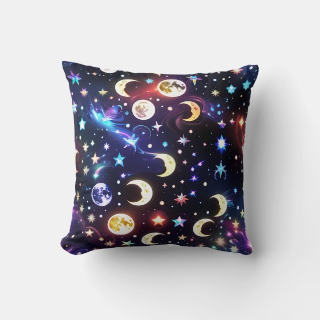 Throw Pillow - Moonstone Opal Celestial Moon Kussen (Voorkant)