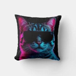 Throw pillow neon cat kussen