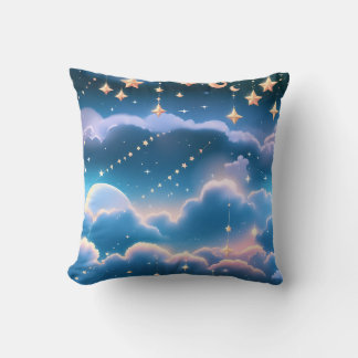 Throw Pillow - Pastel Blue Celestial Moon Kussen
