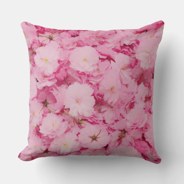 Throw Pillow Pink Cherry Blossom Floral Botanical Kussen (Voorkant)