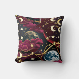 Throw Pillow – Red Celestial Moon Design Kussen