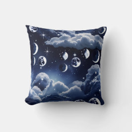 Throw Pillow – Silver Celestial Moon Design Kussen