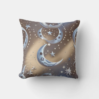 Throw Pillow - Soft Beige Silvery Blue Celestial  Kussen