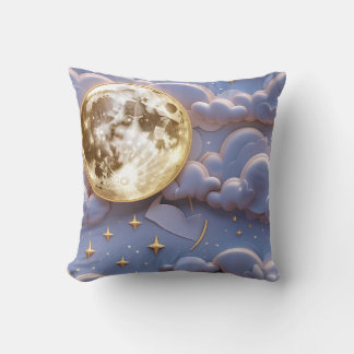 Throw Pillow - Soft Gold Pale Blue Lavender Kussen