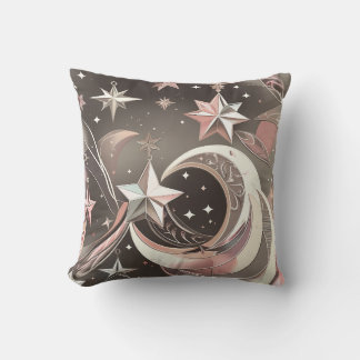 Throw Pillow - Soft Taupe Rose Celestial Moon Kussen