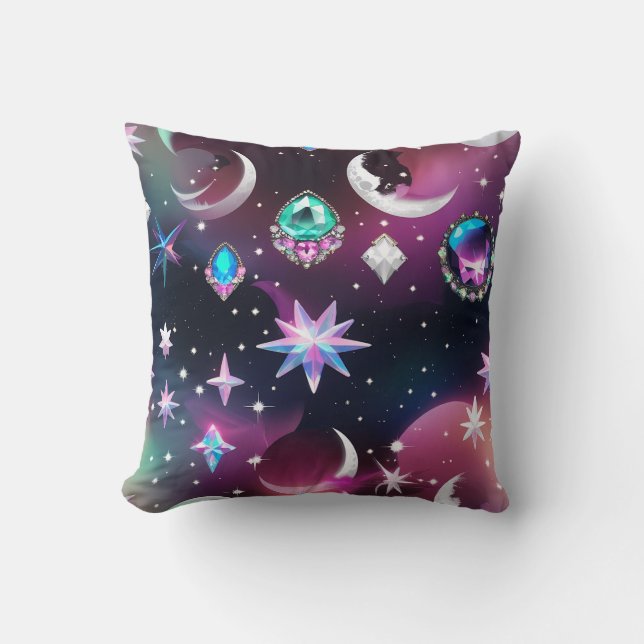 Throw Pillow - Tourmaline Opal Celestial Moon Kussen (Voorkant)