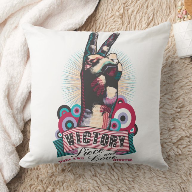 Throw Pillow – Victory Peace & Love Pop-Art Design Kussen (Deken)