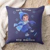 Throw Pillow with Cute Little Cartoon Skating Girl Kussen (Deken)