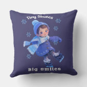 Throw Pillow with Cute Little Cartoon Skating Girl Kussen (Achterkant)