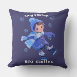 Throw Pillow with Cute Little Cartoon Skating Girl Kussen