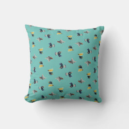 Throw pillow with tropical bird head design kussen