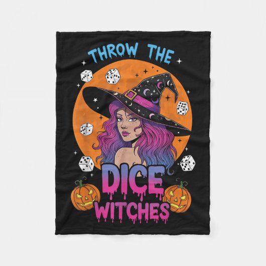 Throw The Dice Witches Bunco Party Funny Halloween Fleece Deken (Voorkant)