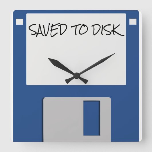 Throwback 1980s diskettestation vierkante klok (Voorkant)
