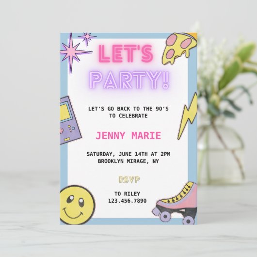 Throwback 90's/2000's Birthday Invitation Kaart (Staand voorkant)