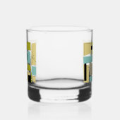 Throwback Aqua Blue Yellow Rectangles Mid Century Whisky Glas (Rechts)