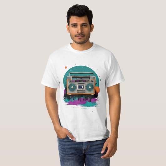 Throwback donderdag: jaren 70 Boombox Art T-shirt (Voorkant volledig)