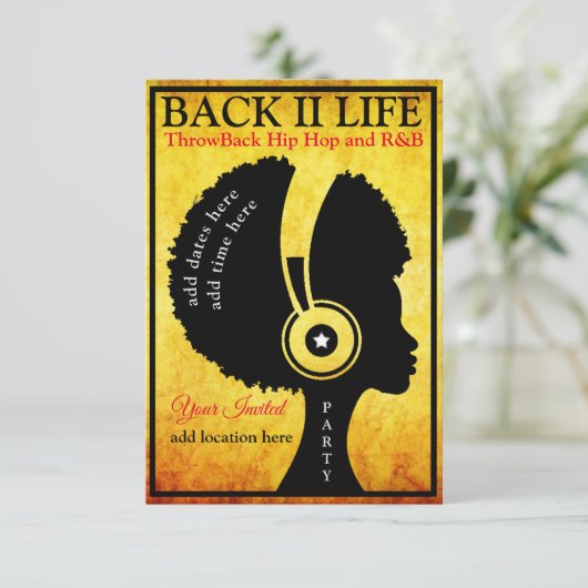Throwback Hip Hop en R&B Invitation Flat Card Bedankkaart (Staand voorkant)