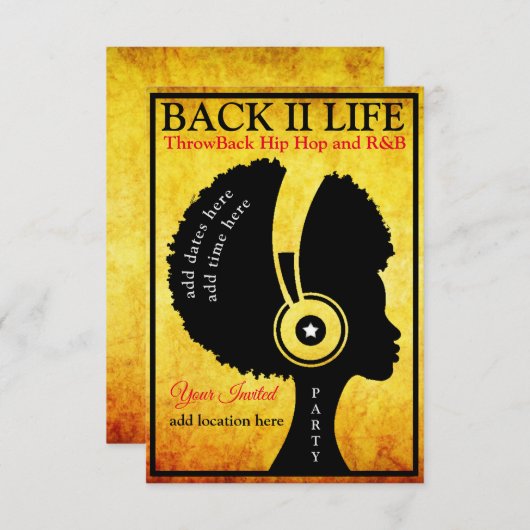 Throwback Hip Hop en R&B Invitation Flat Card Bedankkaart (Voorkant / Achterkant)