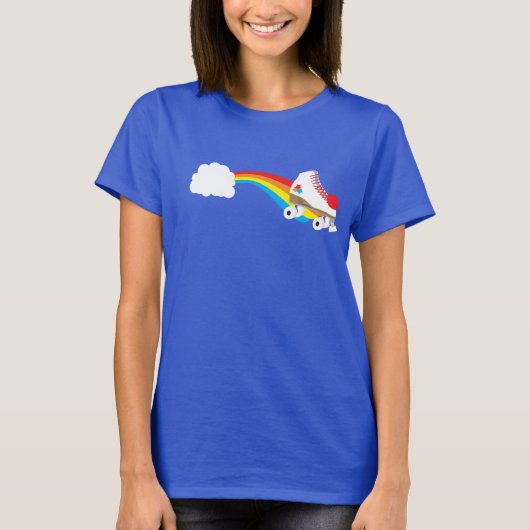 Throwback Roller-Schaats op regenboog T-shirt (Voorkant)