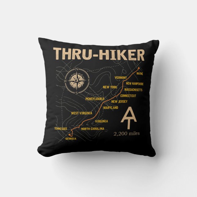 Thruh Hiker Appalachian Trail Hiking Kussen (Voorkant)