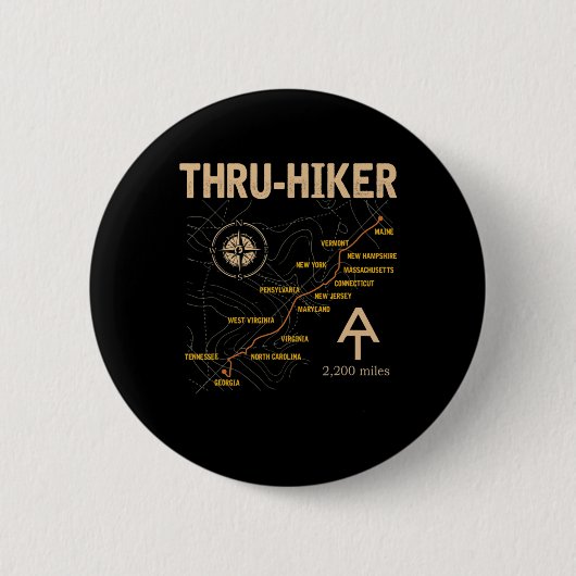 Thruh Hiker Appalachian Trail Hiking Ronde Button 5,7 Cm (Voorkant)
