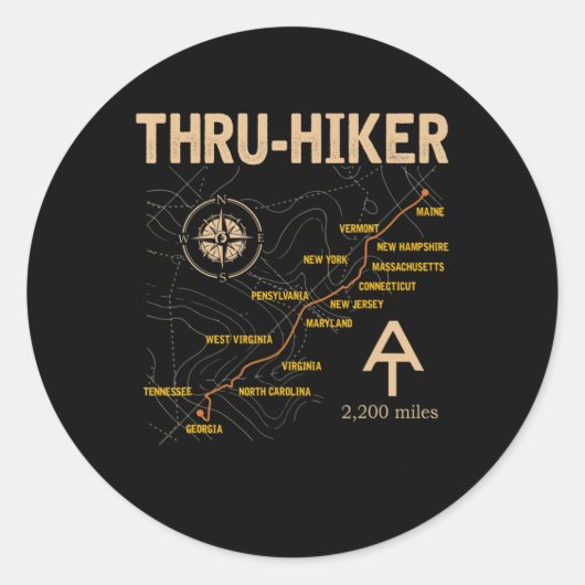 Thruh Hiker Appalachian Trail Hiking Ronde Sticker (Voorkant)